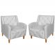 Kit 02 Poltronas Decorativas Munique Pés Trapézio Suede Branco - DS Estofados