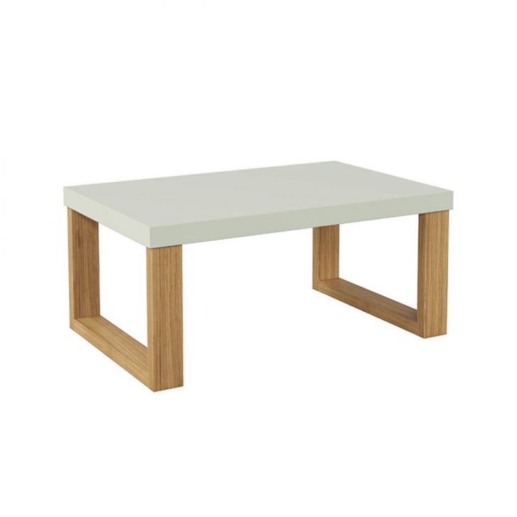 Mesa de Centro Retangular Lanes 100% MDF Off White e Freijó 90 cm
