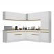 Armário de Cozinha Completa de Canto com Rodapé Veneza Multimóveis V2102 Branco/Dourado