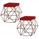 Kit 2 Puffs Decorativo Sala de Estar Base Bronze Trixie Veludo Vermelho G41 - Gran Belo