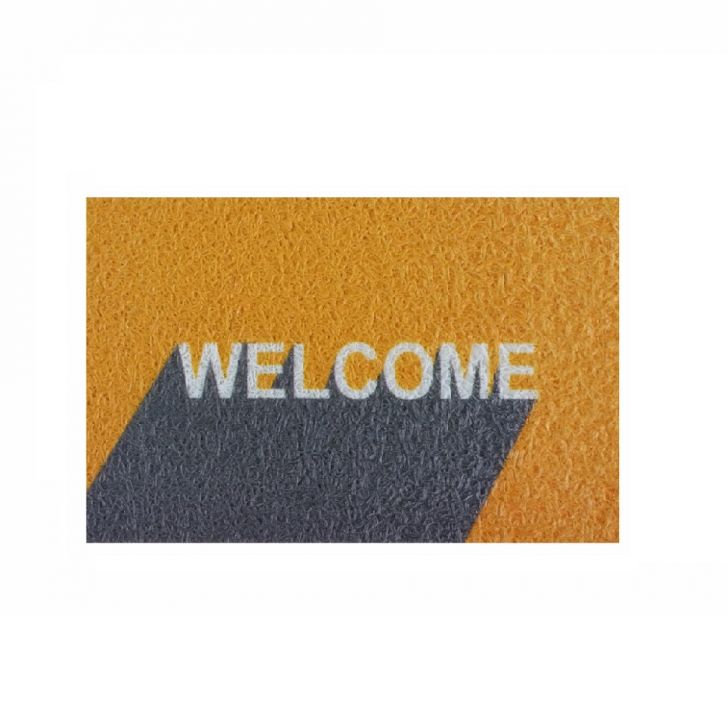 Capacho Design Welcome Amarelo e Cinza