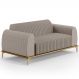 Sofá 3 Lugares Para Sala De Estar Molino 210 Cm D02 Pés D'ouro Linho Bege C-107 - Lyam Decor