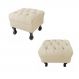 Kit 02 Puffs Decorativo Luiz Xv Veludo Bege - Montanaris Decor