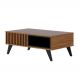 Mesa de Centro Jeri Sala com Pés de Madeira Maciça Noce Milano/Preto Fosco