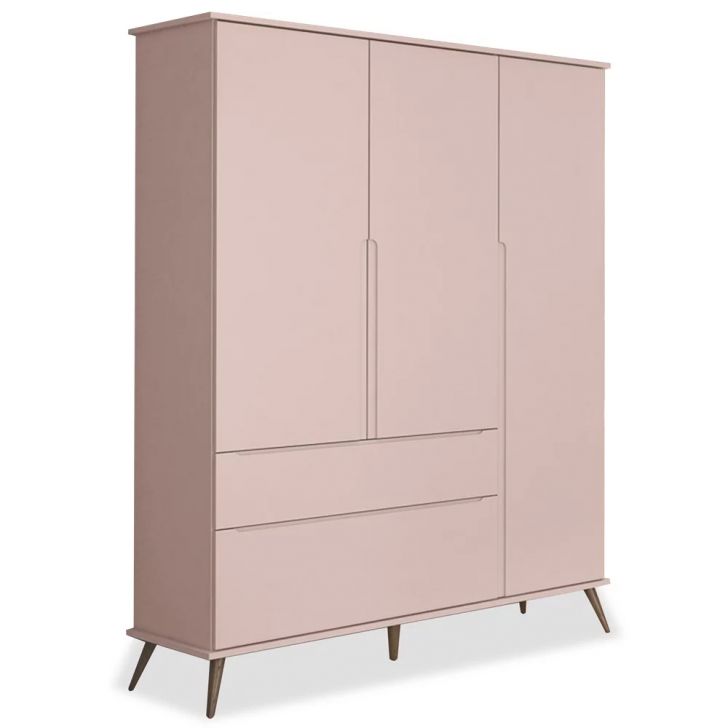 Guarda Roupa Infantil 100% MDF 3 Portas Pés Retrô Mel P04 Cinza - Mpozenato