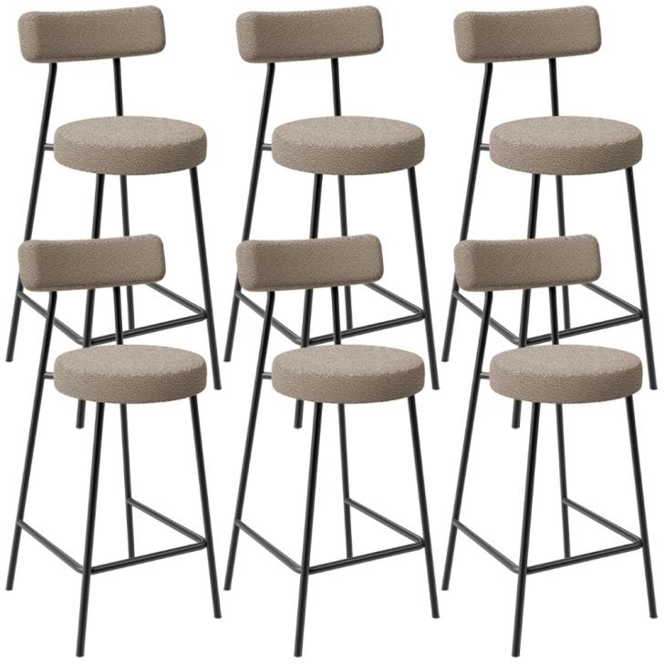 Kit 06 Banquetas Baixa Para Cozinha Sala De Jantar Bar Bancada Milão L02 Bouclê Bege - Lyam Decor