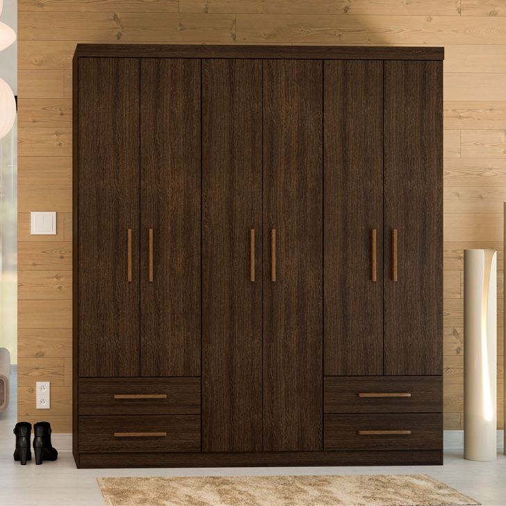 Guarda-roupa Casal Advantage 6 Portas 4 Gavetas Capuccino Wood