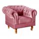 Poltrona Chesterfield Dom Pedro Vintage Retrô Capitonê Suede Rosa
