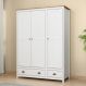 Guarda Roupa Madeira Maciça 3 Portas Osiris 2 Gavetas Branco/Freijó - G74 - Gran Belo