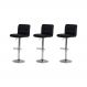 Kit 3 Banquetas Estofada Gomos Preta Base Giratória Cromada Altura Regulável Cozinha Bar Bancada