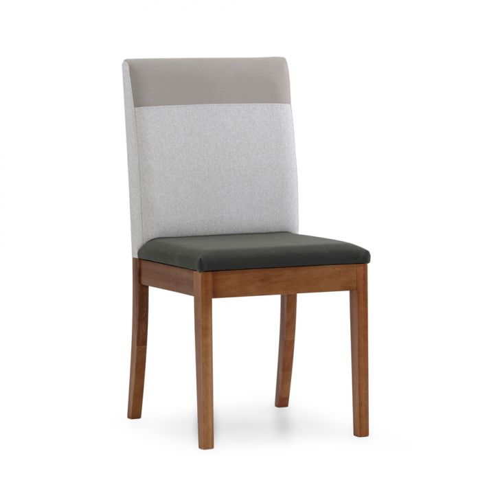 Cadeira Hazel Poliéster Chumbo e Cru