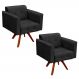 Kit 2 Poltronas Decorativas Sala de Estar Base Madeira Giratória Ana Suede Preto - Ibiza