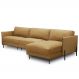 Sofá 5 Lugares com Chaise Direito Sala Living 360cm Amábile L06 Couro Marrom Claro - Lyam Decor