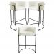 Kit 3 Banquetas Decorativas Base Aço Preto Betina B-309 Veludo Bege - Domi