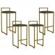 Kit 04 Banquetas Altas Para Cozinha Sala De Jantar Hanna L02 Dourado Linho Chumbo - Lyam Decor