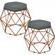 Kit 02 Puffs Decorativo Aramado Bronze Six L02 Linho Chumbo - Lyam Decor