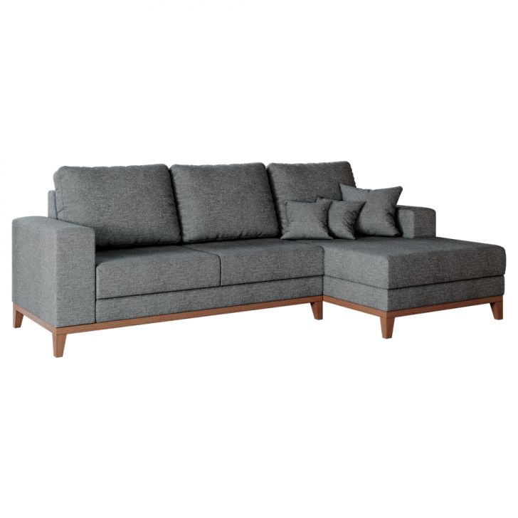 Image of Sofá 3 Lugares Belgrado Com Chaise Direito Linho Cinza 230 Cm PLA-MO173UP42HYFMOB