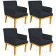 Kit 04 Poltronas Decorativa Para Sala de Estar Base Mel Beatriz W01 Corano Preto - Lyam Decor