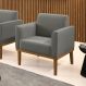 Poltrona Decorativa Isabella Pés Fixo em Madeira Castanho Suede Grafite G19 - Gran Belo