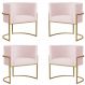 Kit 4 Poltronas Decorativa Sala de Estar Luana Base Gold Suede Rosa Claro - Montanaris Decor
