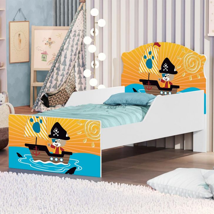 Mini Cama Pirata do Mar Com Colchão