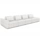 Sofá Ilha com Puff para Sala Living 425cm Amber M03 Bouclê Branco - Lyam Decor