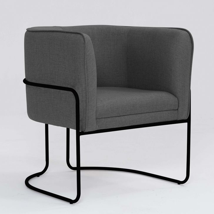 Poltrona Betina Linho Mescla Chumbo E Chocolate