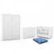 Dormitório Tutto New 4 Portas, Cômoda 1 Porta, Berço Branco Soft com Colchão - Matic Móveis