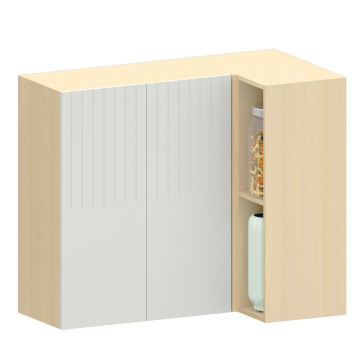 Armário Aéreo Canto Reto 2 Portas com Nicho Aurora Cinza Cristal Pet