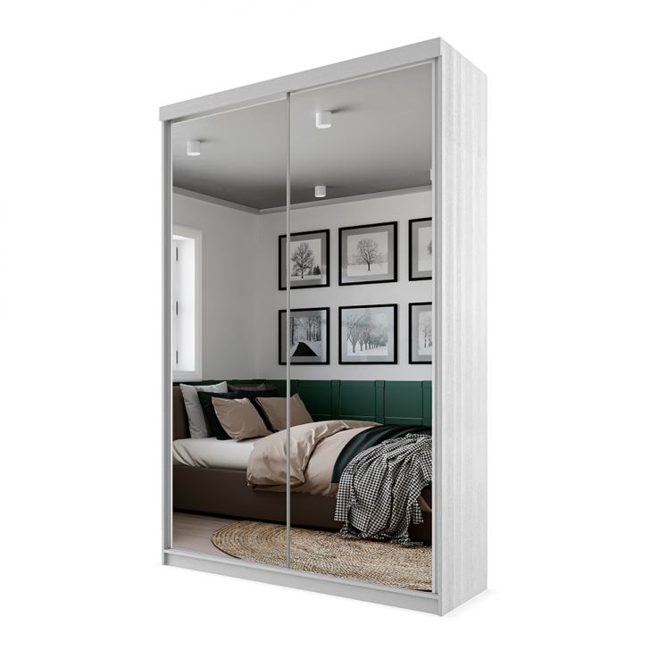 Guarda-roupa Solteiro Com 2 Espelhos Lugano 2 Portas 2 Gavetas Branco
