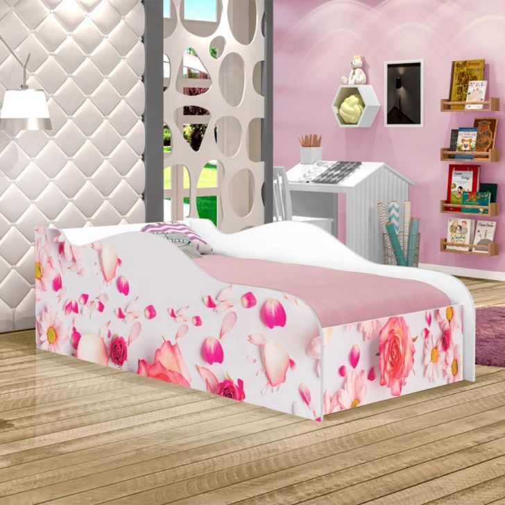 Mini Cama Fun Rosas Infantil Com Colchão