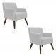 Kit 2 Poltronas Decorativa Nagoya Pés Madeira PU Sintético Branco G15 - Gran Belo