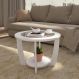 Mesa de Centro Redonda 60cm com Vidro Multimóveis CR45306 Branco