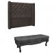 Conjunto de Cabeceira Solteiro com Recamier Vicenza Suede Cinza
