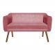 Namoradeira 02 Lugares Julia Suede Rose com Strass 140 cm Pés Palito Castanho - D'Rossi