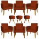 Kit 6 Poltronas Decorativas Para Sala, Recepção Nina + 3 Puff Redondo Suede Terracota Pé Castanho - Clique E Decore