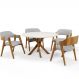 Mesa De Jantar Redonda Cora 120cm Off White M04 com 04 Cadeiras Living Suran Linho Cinza - Lyam