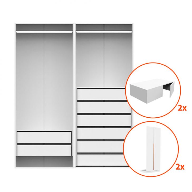 Guarda-roupa Modulado Com Maleiros E Cabideiros New Tuyo 8 Portas Articuladas 8 Gavetas Branco 180 Cm