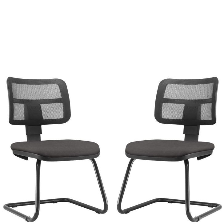 Kit 02 Cadeiras de Escritório Recepção Fixa Zip L02 Suede Marrom - Lyam Decor