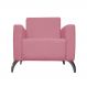 Poltrona Decorativa Leticia Slim Pés Alumínio Suede Rosa - DS Estofados