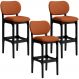 Kit 03 Banquetas Alta Bar Cozinha Sala Jantar Fixa Betta L02 Preto Tecido Terracota - Lyam Decor