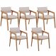 Kit 05 Cadeiras Para Sala de Jantar Estar Living Giorgia L02 Linho Bege - Lyam Decor