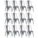 Kit 12 cadeiras Iron Tolix design indutrial jantar cozinha Cinza escuro