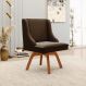 Cadeira Decorativa Sala de Jantar Base Giratória de Madeira Firenze Suede Marrom/Natural G19 - Gran Belo