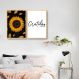 Quadro Girassol Frase Gratidão 122x86 2-86x60 Caixa Marfim