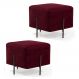 Kit 2 Puffs Decorativos 45cm Base Aço Status B-278 Veludo Marsala - Domi