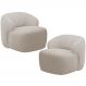 Kit 02 Poltronas Decorativa Fixa Orgânica Para Sala Living Barolo L06 Bouclê Bege - Lyam Decor