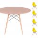 Conjunto Mesa Eames Eiffel DSW Redonda Freijó 120cm + 4 Cadeiras Eames DSW - Amarela