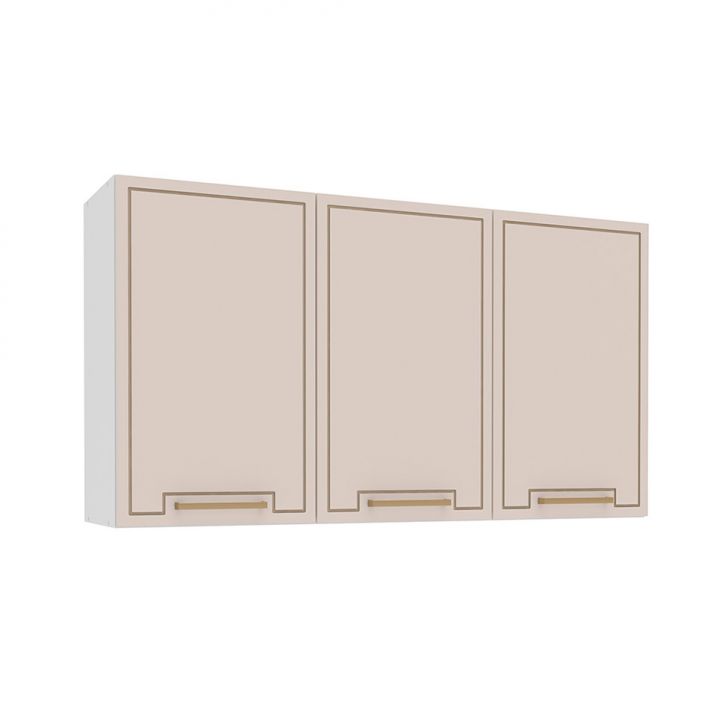 Armário Aéreo Amara 3 Portas Creme e Branco