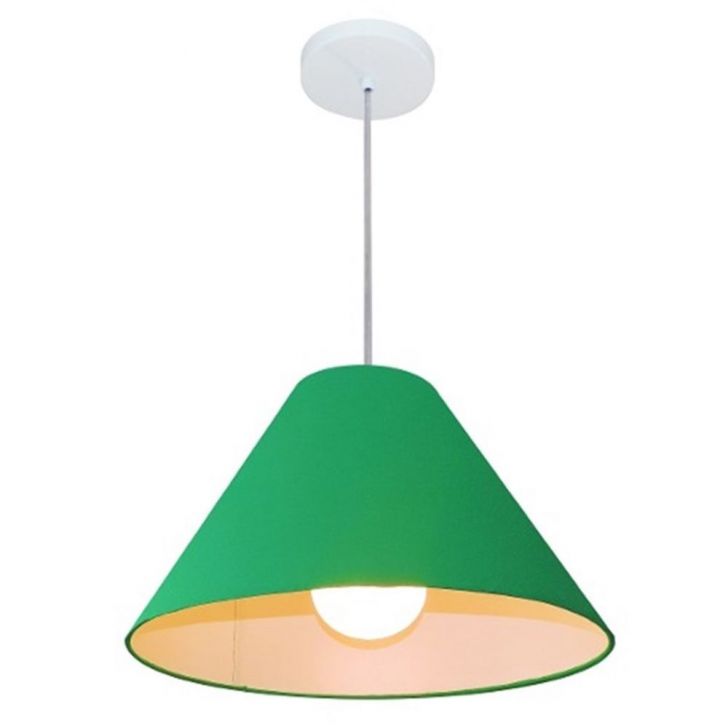 Pendente Cone Md-4078 Cúpula em Tecido 25-40x15cm Verde Folha - Bivolt